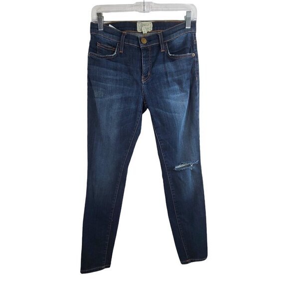 Current Elliot Stilleto Typhoon Destroy Dark Wash Distressed Denim Jeans - Picture 1 of 10